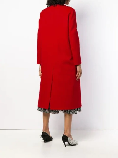 Shop Valentino Scallop-trimmed Coat - Red