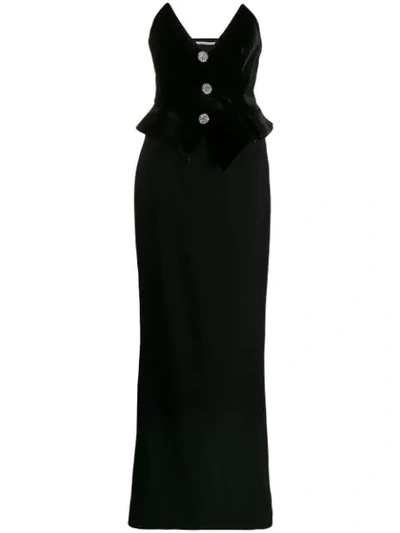 Shop Alessandra Rich Velvet Bodice Dress In Black