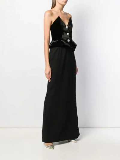 Shop Alessandra Rich Velvet Bodice Dress In Black