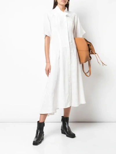 Shop Loewe Feather Jacquard Shirt Dress In White