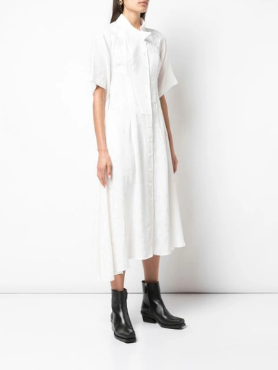 Shop Loewe Feather Jacquard Shirt Dress In White