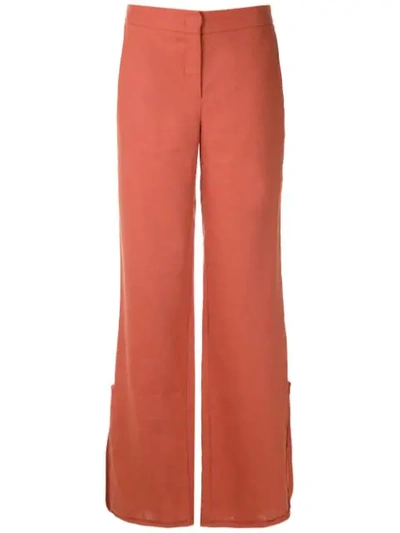 Shop Alcaçuz Maceio Linen Trousers In Orange