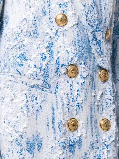Shop Balmain Degrade Sequin Blazer Dress In Blue