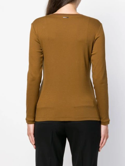 Shop Fabiana Filippi Embellished Neckline Fitted Sweater - Brown
