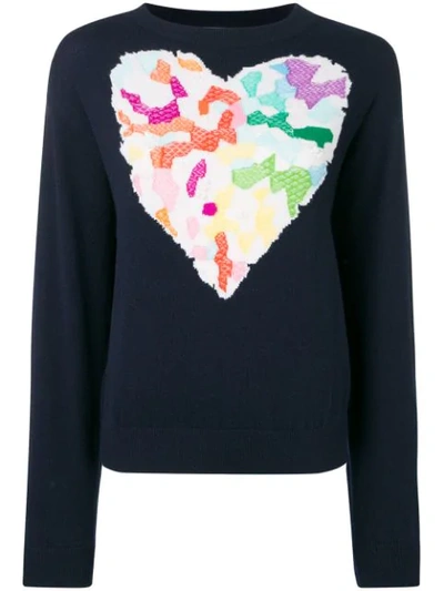 Shop Barrie Heart Knit Jumper In Blue