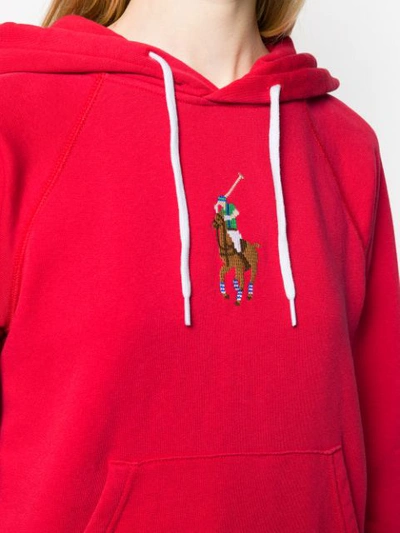 Shop Polo Ralph Lauren Embroidered Logo Hoodie In Red