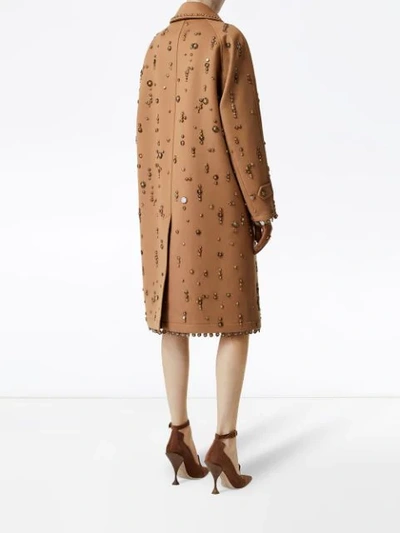 Shop Burberry Embellished Wool Cashmere Car Coat In Brown