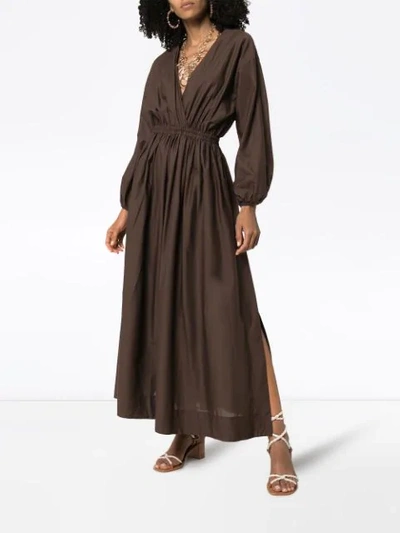 Shop Matteau Wrap-front Maxi Dress In Brown