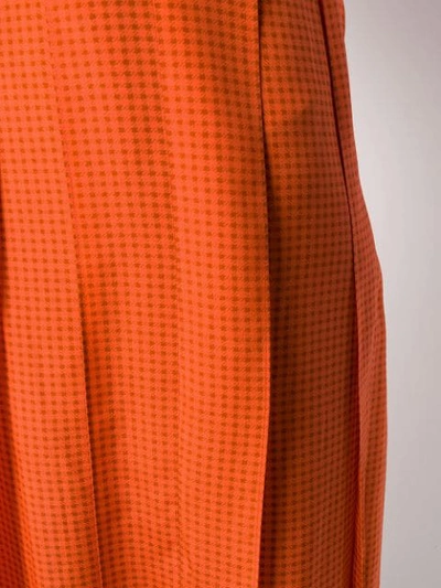 Shop Joseph Charlie Pleated Houndstooth Skirt In Orange