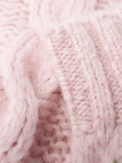 Shop Alessandra Rich Cropped Cable Knit Jumper In 1357 Pink