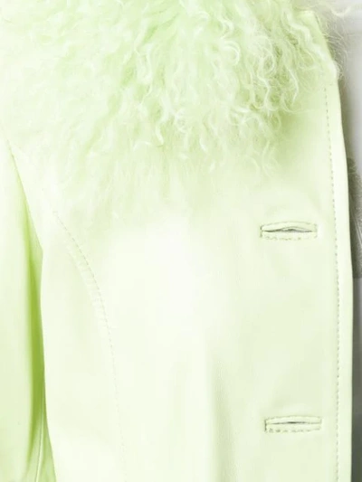 Shop Saks Potts Leather Fur Trim Jacket In Green