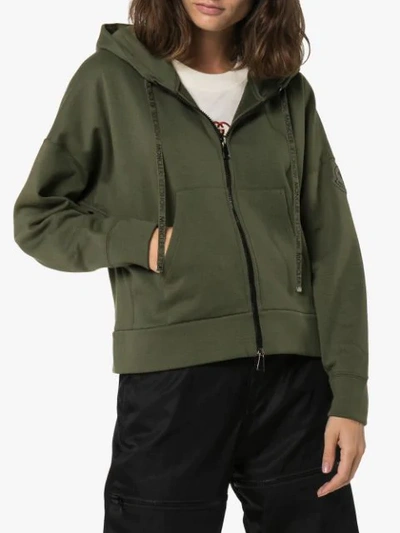 Shop Moncler Logo-string Hoodie In Green