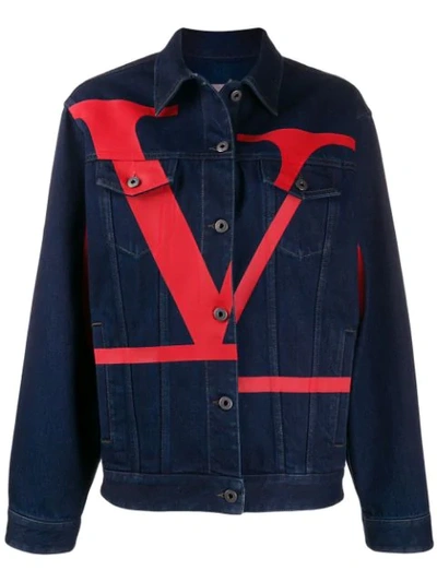 VALENTINO OVER LOGO DENIM JACKET - 蓝色