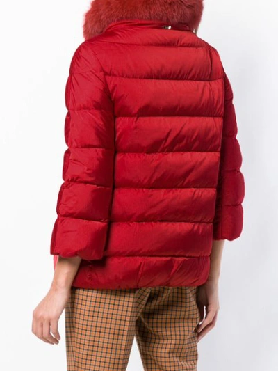Shop Herno Padded Fur Jacket - Red