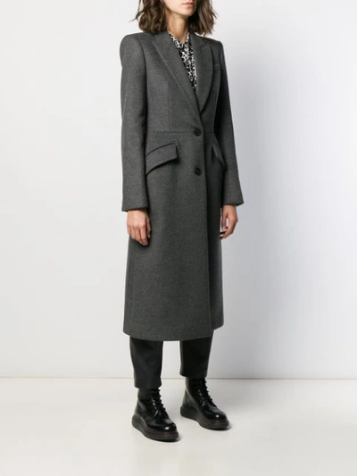 Shop Alexander Mcqueen Single Breasted Fitted Coat In Grey