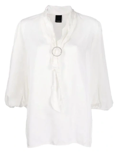 Shop Pinko Scarf-neck Blouse In White