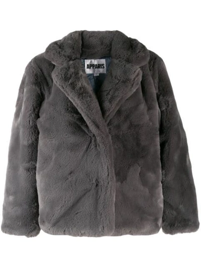 Shop Apparis Manon Short Coat In Grey