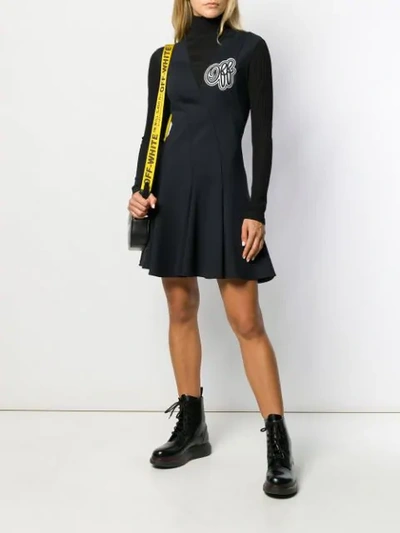 Shop Off-white Flared Mini Dress In Black