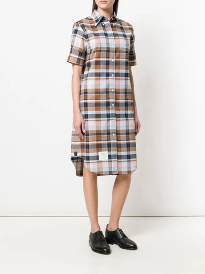 Shop Thom Browne A-line Cotton Shirtdress - Multicolour