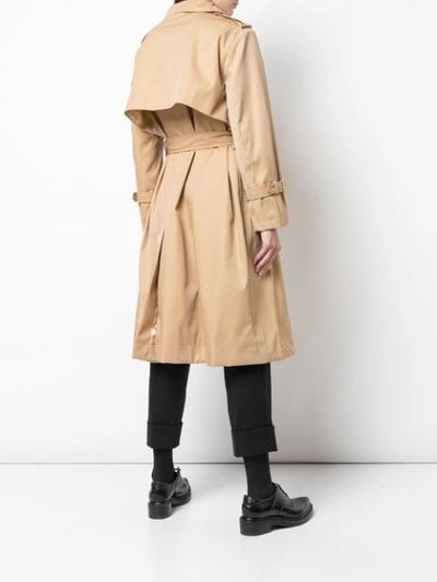 Shop Simone Rocha Frill Detailed Belted Trench In Neutrals