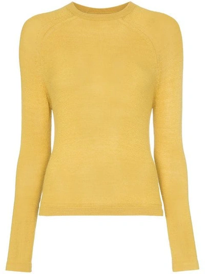 Shop Carcel Crew Neck Alpaca Wool Sweater In Yellow