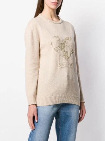 Shop Alberta Ferretti Intarsia-knit Jumper In Neutrals