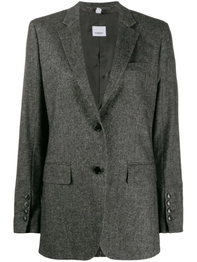 Shop Burberry Tweed Jacket In Black