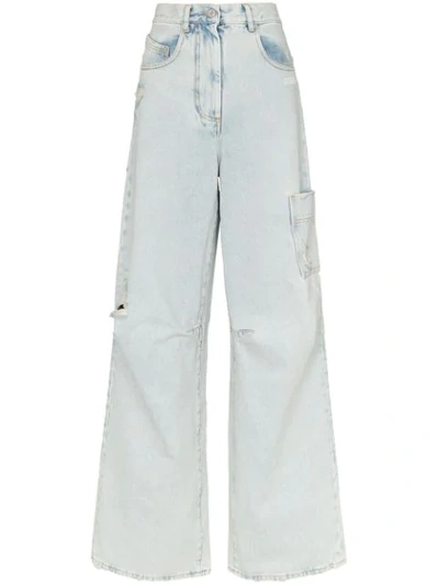 Shop Off-white Skater-style Distressed Jeans In Blue
