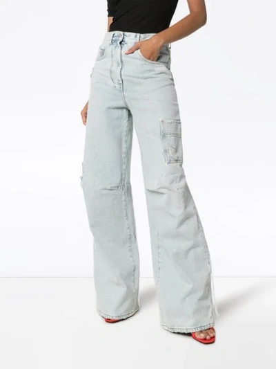 Shop Off-white Skater-style Distressed Jeans In Blue