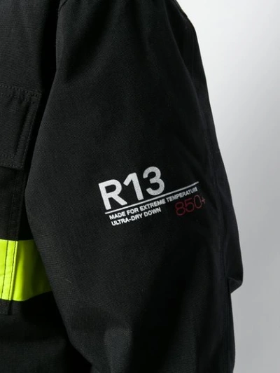Shop R13 Colour-block Parka Coat In Black