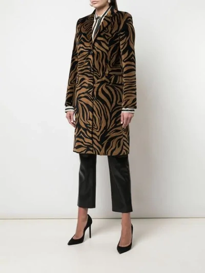 Shop Nili Lotan Rosalin Tiger-print Coat In Brown