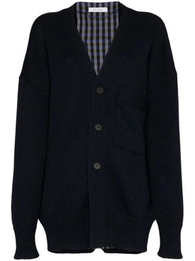 Shop Delada Long Sleeve Knitted Wool-blend Cardigan - Blue