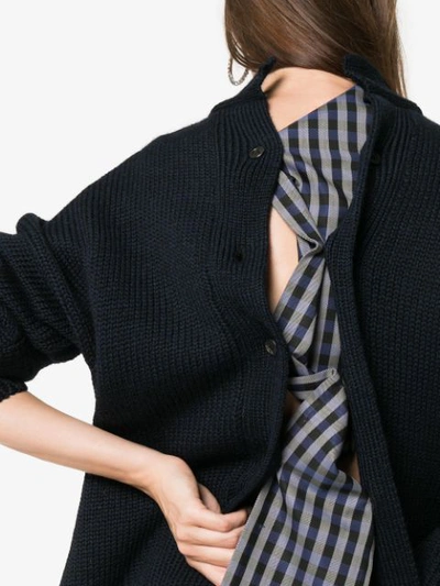 Shop Delada Long Sleeve Knitted Wool-blend Cardigan - Blue