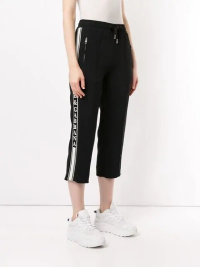 Shop Dolce & Gabbana Cropped Drawstring Trousers In Black