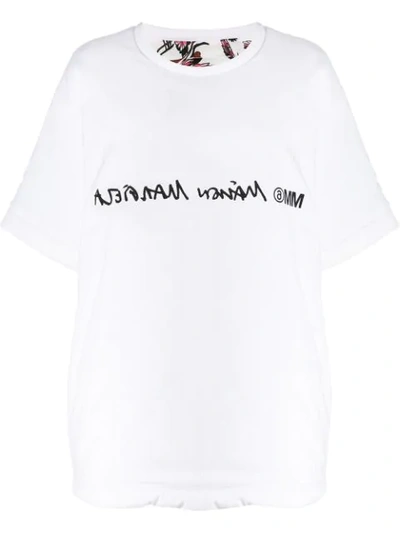 Shop Mm6 Maison Margiela Logo Reversible T-shirt In White