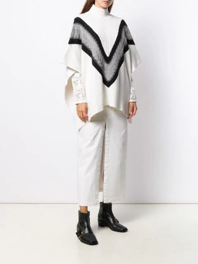 Shop See By Chloé Chevron Knit Turtleneck Cape Jumper In White