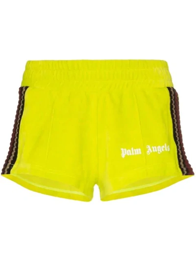 Shop Palm Angels Chenille Track Shorts In Green