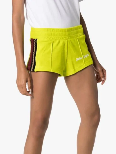 Shop Palm Angels Chenille Track Shorts In Green