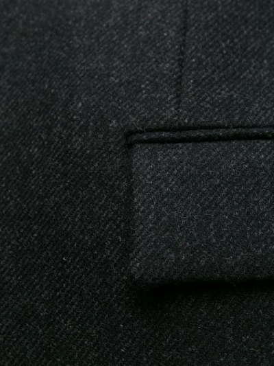 Shop Saint Laurent Single Breasted Fitted Coat In Grey