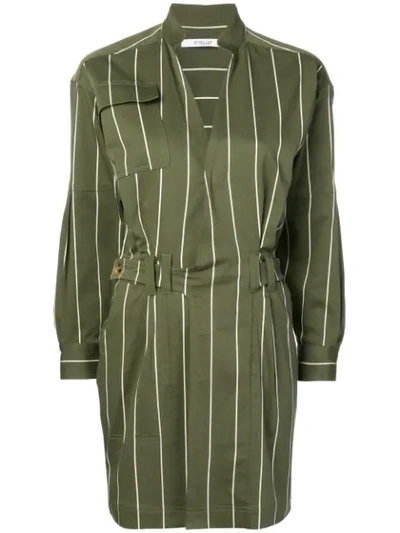Shop Derek Lam 10 Crosby Striped Utility Dress In Green