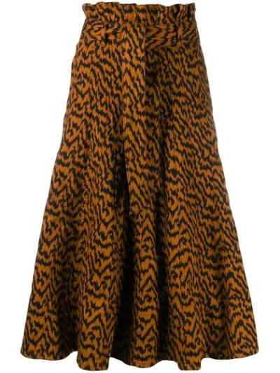 Shop Ulla Johnson High-waisted Animal Print Skirt In Brown