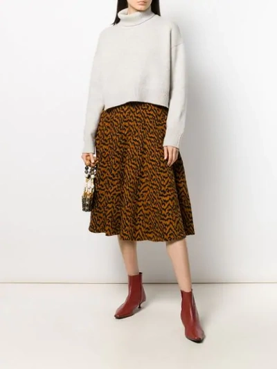 Shop Ulla Johnson High-waisted Animal Print Skirt In Brown