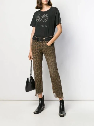 Shop R13 Leopard Print Cropped Jeans In Brown