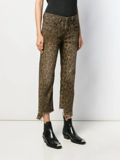 Shop R13 Leopard Print Cropped Jeans In Brown