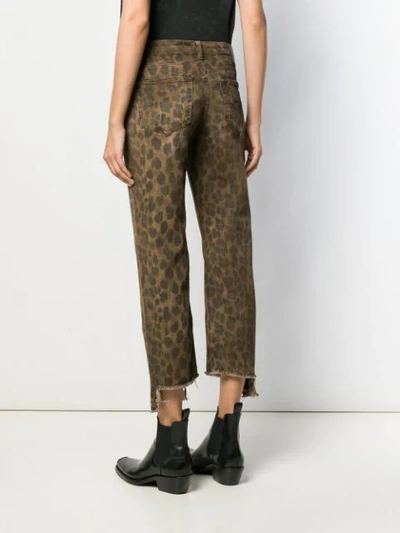 Shop R13 Leopard Print Cropped Jeans In Brown