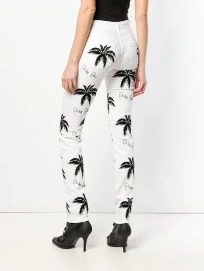 Shop Philipp Plein Palm Tree Print Jeans In White