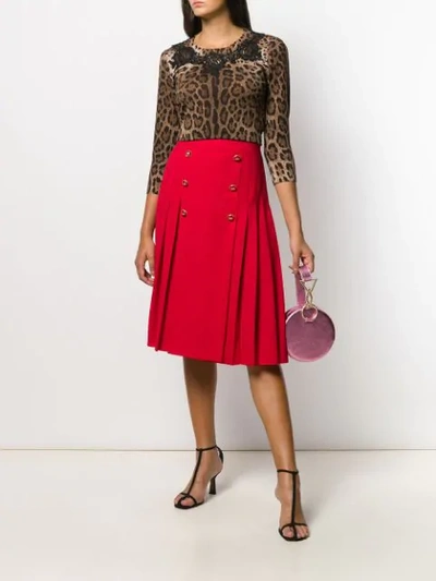 Shop Dolce & Gabbana Leopard Print Lace Detailed Top In Brown