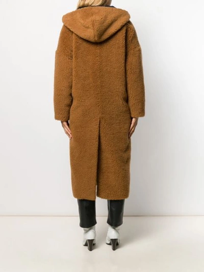 Shop Inès & Maréchal Single-breasted Hooded Coat In Brown