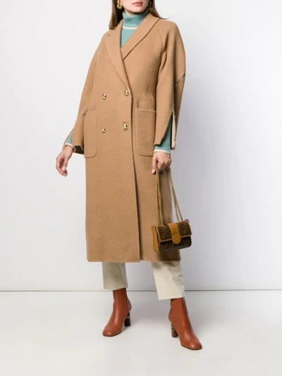 Shop Fendi Double-breasted Coat In Neutrals