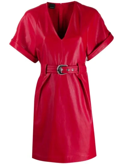Shop Pinko Belted Mini Dress In Red